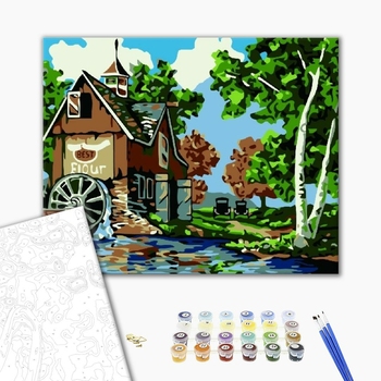 Картина по номерам Квіти - Дом у реки