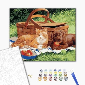 Картина по номерам Тварини, птахи та риби - Пикник питомцев