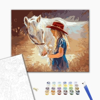 Картина по номерам Тварини, птахи та риби - Маленькая девочка с лошадью
