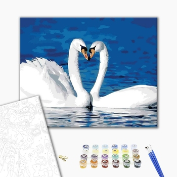 Картина по номерам Тварини, птахи та риби - Пара Лебедей