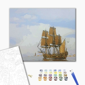 Картина по номерам Кораблі, автомобілі та літаки - Корабель в морі