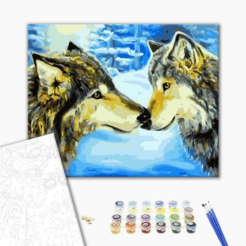 Картина по номерам Тварини, птахи та риби - Пара волков