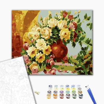 Картина по номерам Квіти - Квіти у вазі на столі