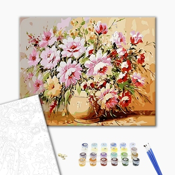 Картина по номерам Квіти - Яркие цветы в вазе
