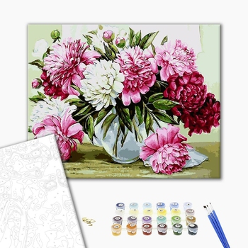 Картина по номерам Квіти - Пионы в вазе