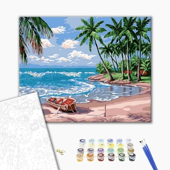 Картина по номерам Кораблі, автомобілі та літаки - Човни на пляжі