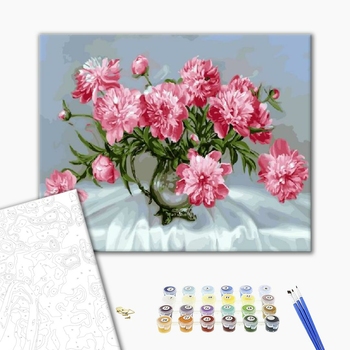 Картина по номерам Квіти - Рожеві піони
