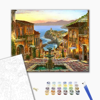 Картина по номерам Пейзажі - Фонтан на набережной