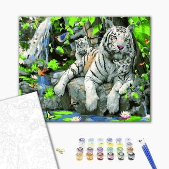 Картина по номерам Тварини, птахи та риби - Тигрята с мамой