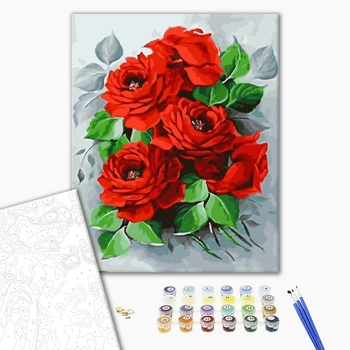 Картина по номерам Квіти - Алые розы