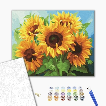 Картина по номерам Квіти - Пышный букет подсолнухов