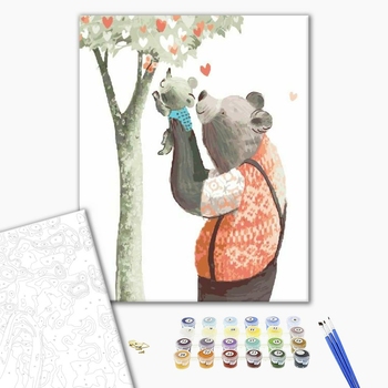 Картина по номерам Тварини, птахи та риби - Медведь и медвежонок