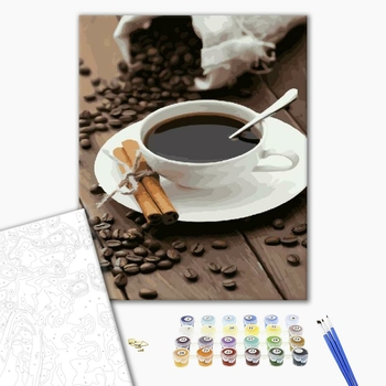 Картина по номерам Натюрморти - Кава і палички кориці