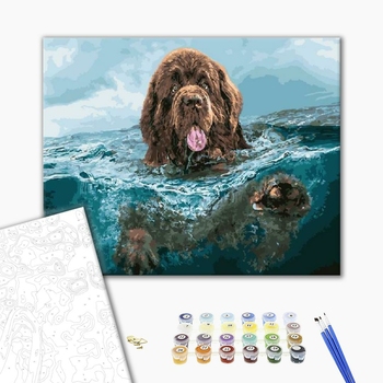 Картина по номерам Тварини, птахи та риби - Собака в море
