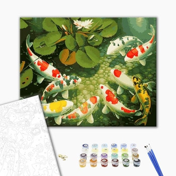 Картина по номерам Тварини, птахи та риби - Рыбки в пруду