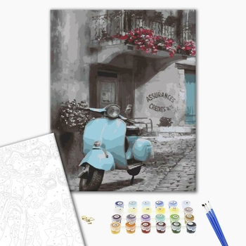 Картина по номерам Города - Вінтажний мопед