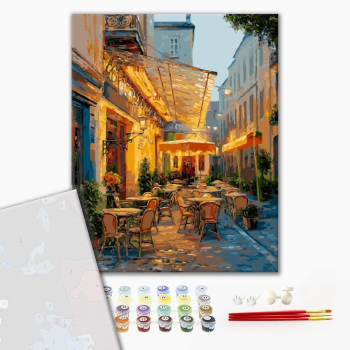 Картина по номерам Преміум картини - Кафе в лучах заходящего солнца