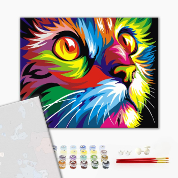 Картина по номерам Преміум картини - Веселковий кіт