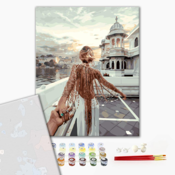 Картина по номерам Преміум картини - Следуй за мной.Озеро Удайпур