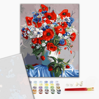 Картина по номерам Преміум картини - Маки у вазі