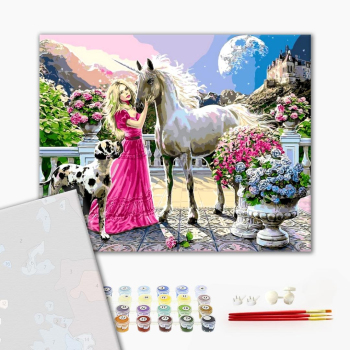 Картина по номерам Преміум картини - Принцесса и единорог