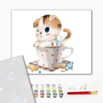 Картина по номерам Преміум картини - Котенок в чашке