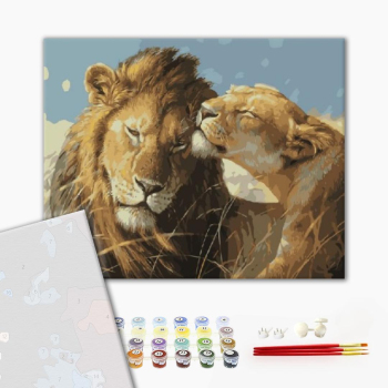 Картина по номерам Преміум картини - Львиная любовь