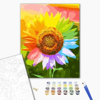 Картина по номерам Квіти - Райдужний соняшник