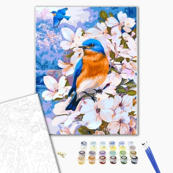 Картина по номерам Тварини, птахи та риби - Голубые птички