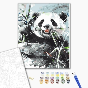 Картина по номерам Тварини, птахи та риби - Панда в траве