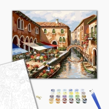 Картина по номерам Города - Квітковий ринок на каналі