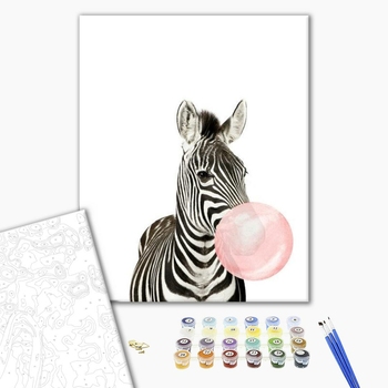 Картина по номерам Тварини, птахи та риби - Зебра з хуба-буба
