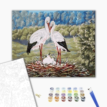 Картина по номерам Тварини, птахи та риби - Пара аистов