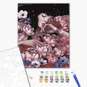 Картина по номерам Люди на картинах - Она в цветах