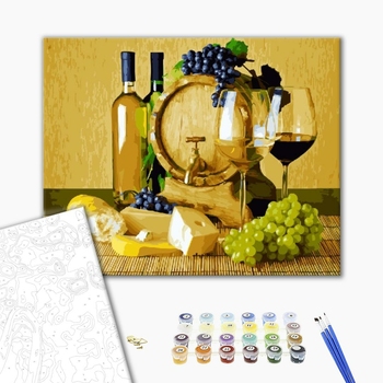 Картина по номерам Натюрморти - Сир і вино