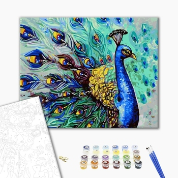 Картина по номерам Тварини, птахи та риби - Красочный павлин