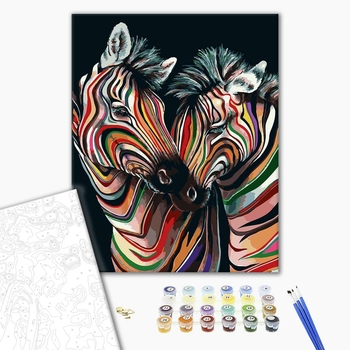 Картина по номерам Тварини, птахи та риби - Пара райдужних зебр