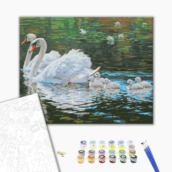 Картина по номерам Тварини, птахи та риби - Лебеди на пруду