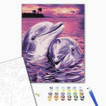 Картина по номерам Тварини, птахи та риби - Пара дельфінів