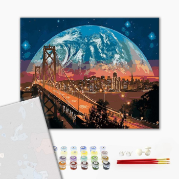 Картина по номерам Преміум картини - Луна над Сан-Франциско