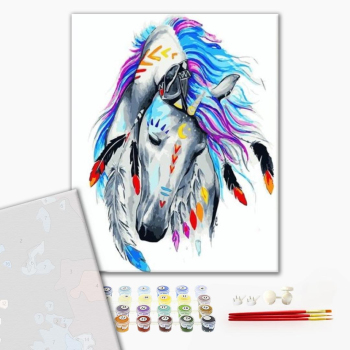 Картина по номерам Преміум картини - Лошадь индиго