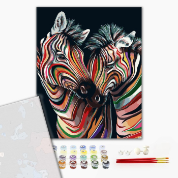 Картина по номерам Преміум картини - Пара райдужних зебр