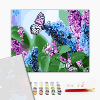 Картина по номерам Преміум картини - Бабочки и сирень