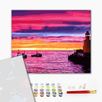 Картина по номерам Преміум картини - Закат у причала