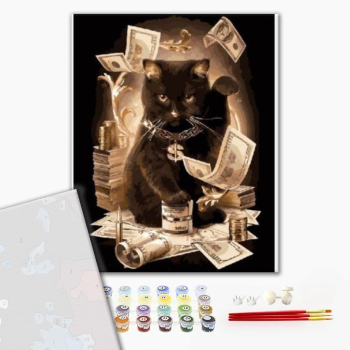 Картина по номерам Преміум картини - Грошовий кіт