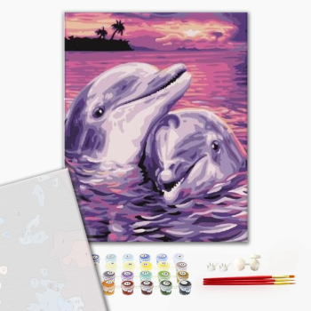 Картина по номерам Преміум картини - Дельфинья пара