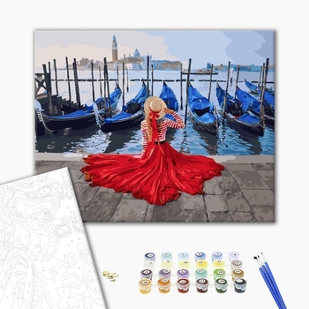 Картина по номерам Авторські колекції - Дівчина біля причалу Венеції