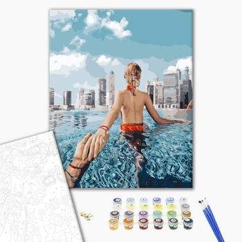 Картина по номерам Люди на картинах - Слідуй за мною. Басейн в дубаї