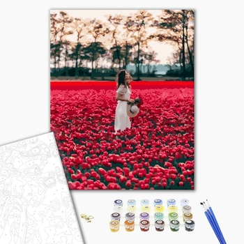 Картина по номерам Авторські колекції - Дівчина в поле тюльпанів Ліссе