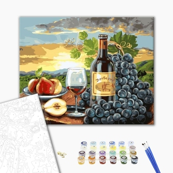 Картина по номерам Натюрморти - Захід з вином і фруктами